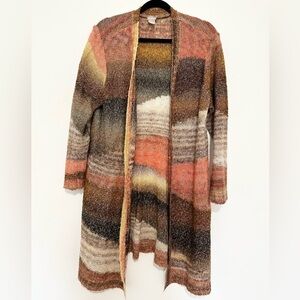 Chico's Long Space Dye Southwestern Long Lines Cardigan Sweater Size XL
